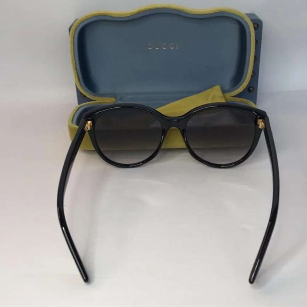 Authentic New Gucci GG0631SShiny Black Round  Sunglasses